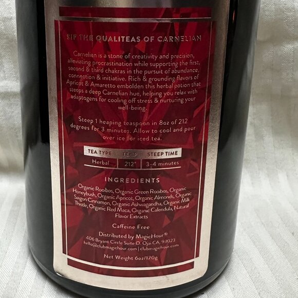 NEW! MAGIC HOUR CARNELIAN CAF-FREE TEA IN VIOLET GLASS APOTHECARY JAR 60-75 CUPS - Picture 6 of 6